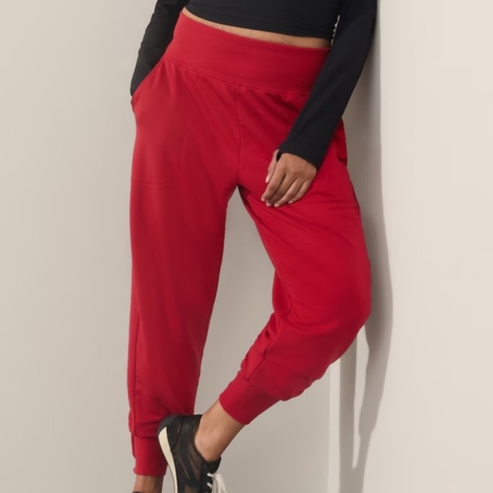 Athleta Red High-Waist Track Joggers